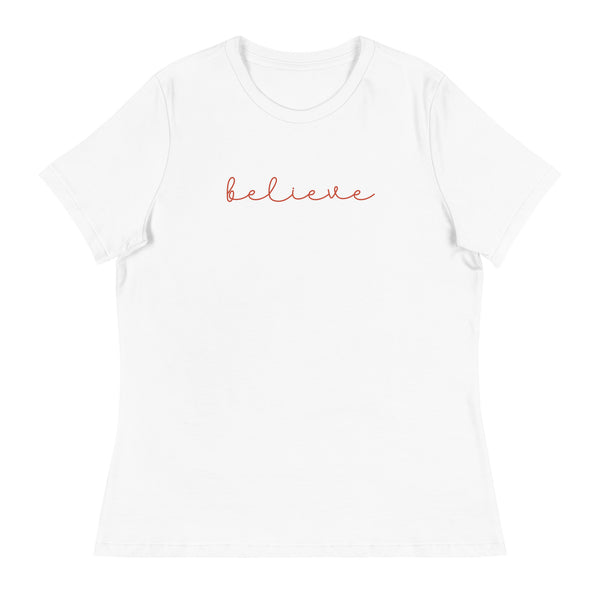 Believe White Christmas Women's Relaxed Tee